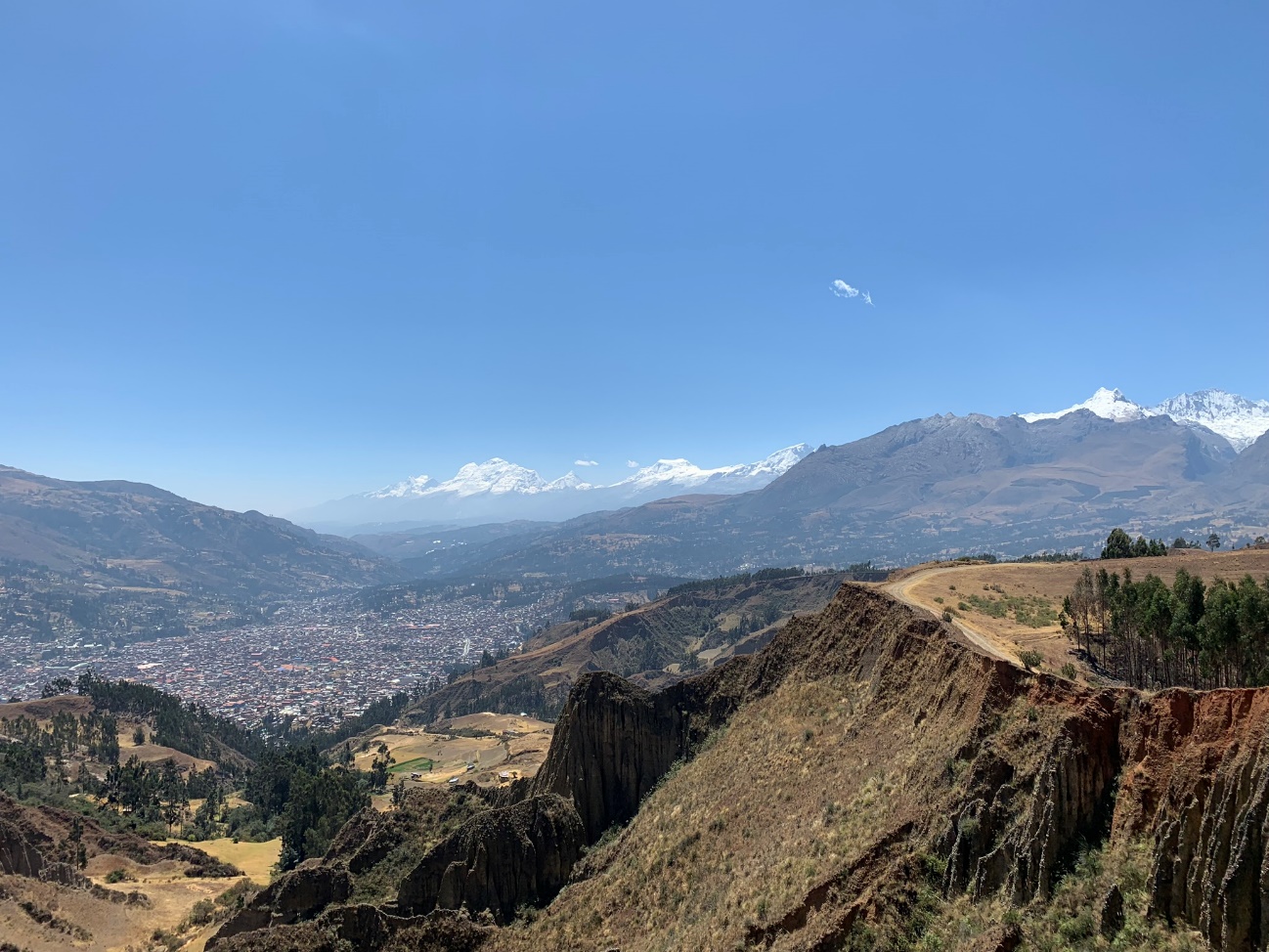 任地・ワラス市（正面がペルー最高峰のワスカラン）