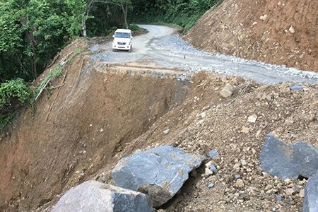 Roads that were in danger of falling rocks