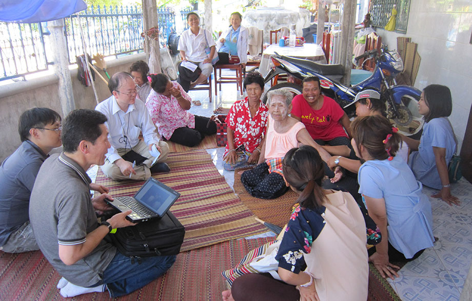 Japanese experts in long-term care for older adults on a project site in Thailand.