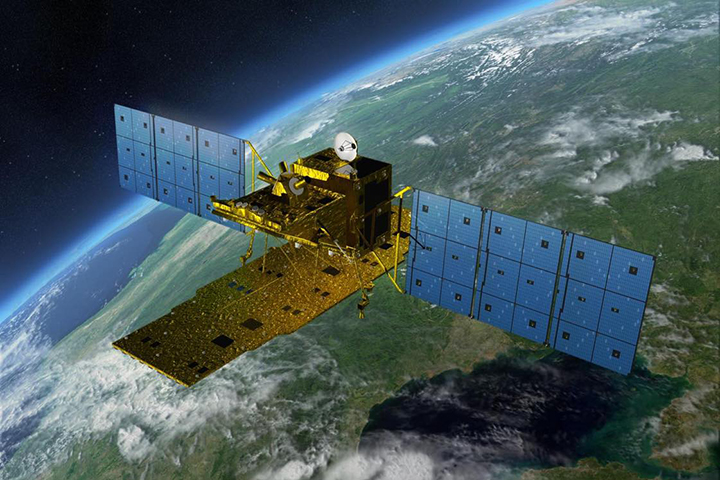 Computer-generated image of JAXA's Advanced Land Observing Satellite-2 “DAICHI-2” (ALOS-2).