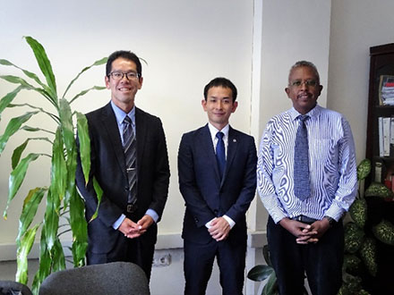 Mr. Toshiki with Mr. Dereje Girma, Director of the Bilateral Department, Ministry of Finance.