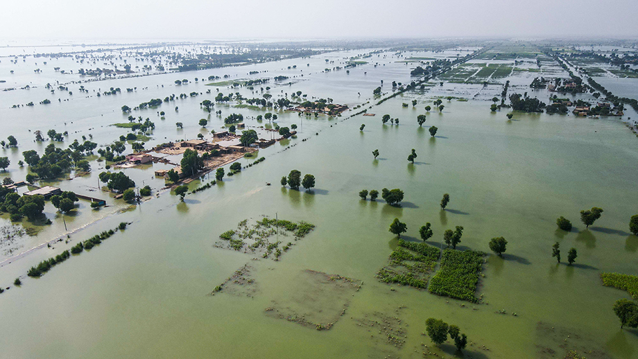 洪水でパキスタン国土が水に覆われた様子