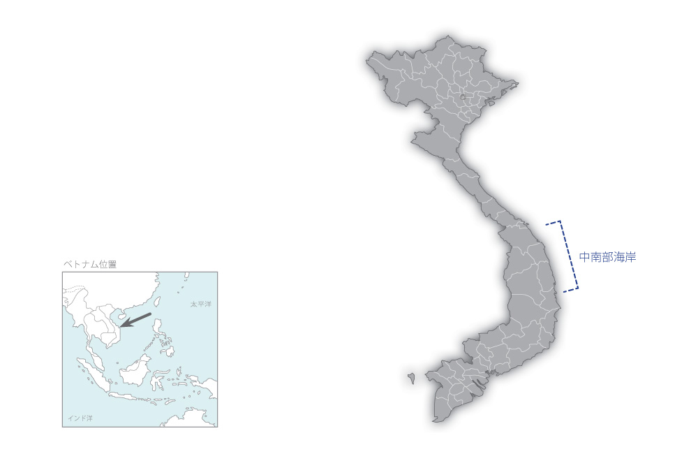 中南部海岸保全林植林計画（第1期）の協力地域の地図