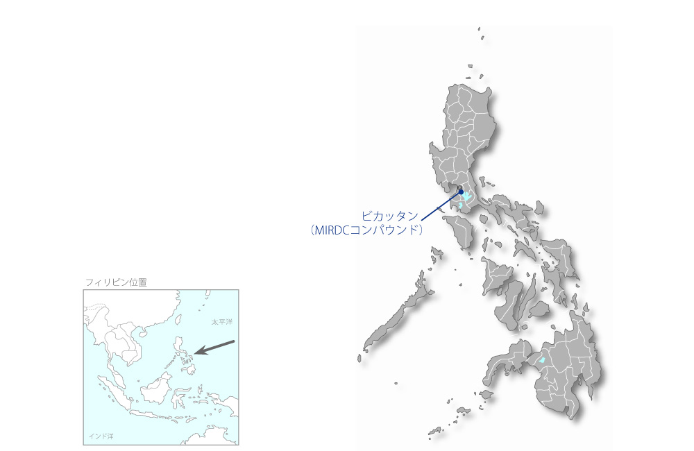 フィリピン電気・電子製品試験技術協力事業の協力地域の地図