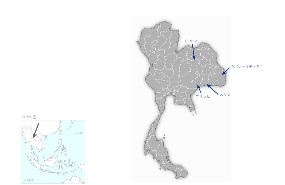 タイ家族計画・母子保健の協力地域の地図