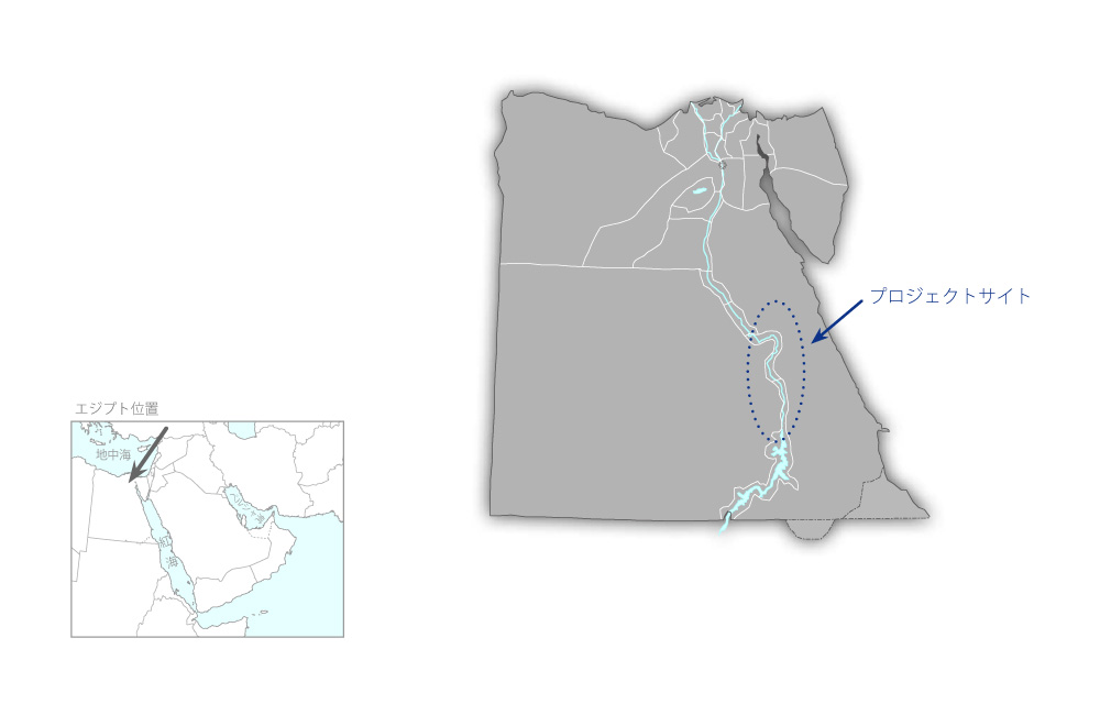 第三次上エジプト灌漑施設改修計画の協力地域の地図