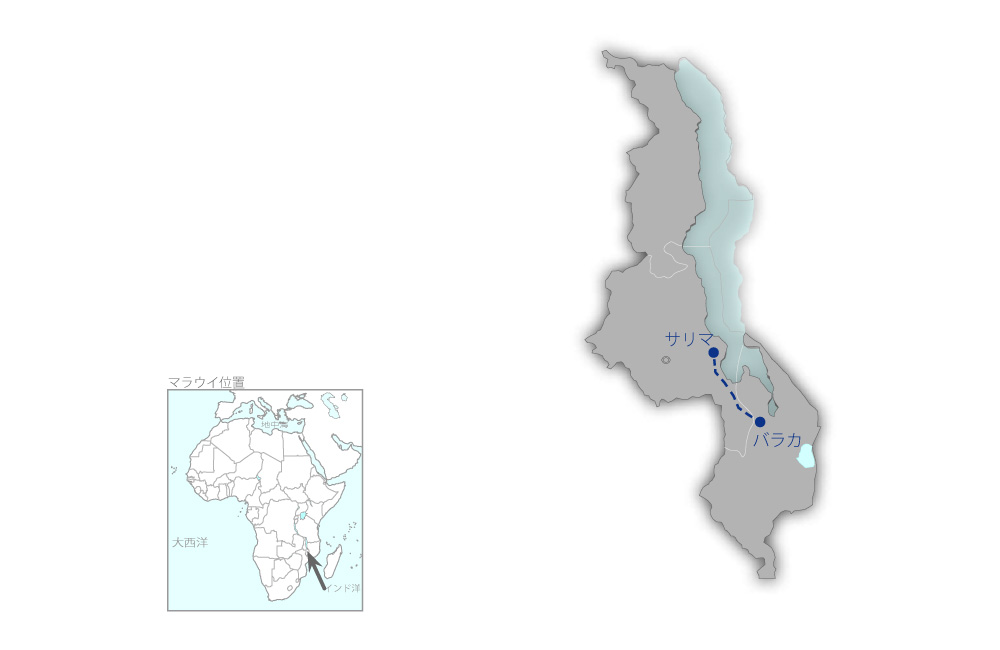 バラカ-サリマ間国道五号線橋梁架け替え計画の協力地域の地図