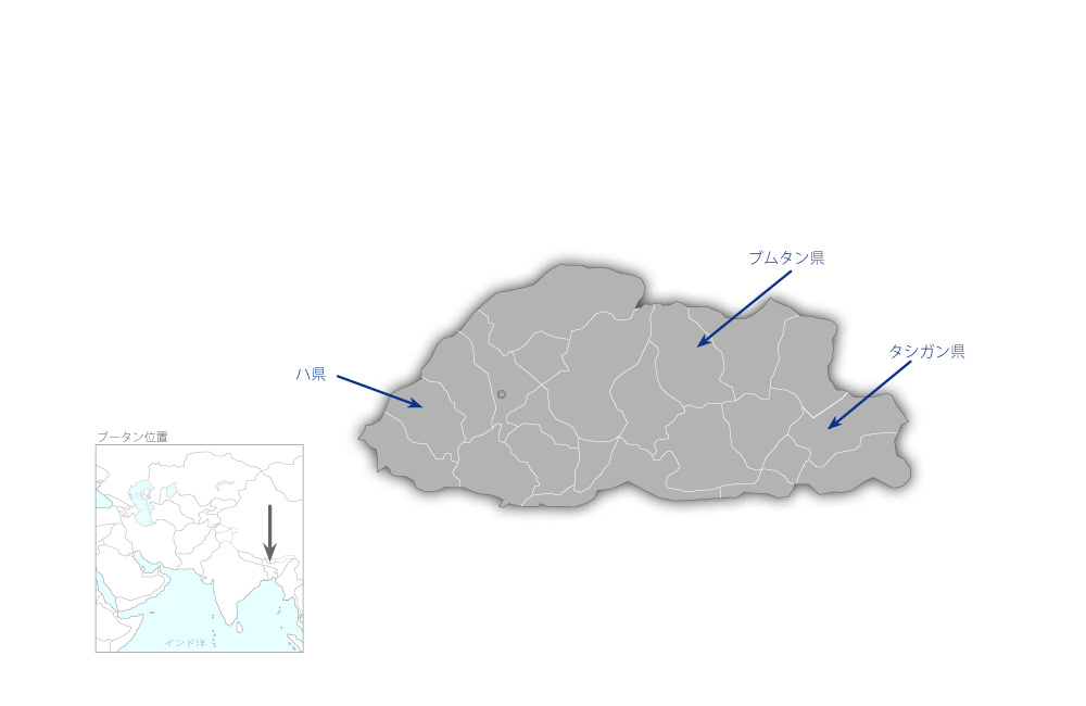 地方行政支援プロジェクトの協力地域の地図