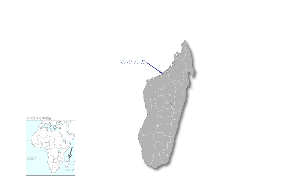 北西部養殖振興計画（延長）プロジェクトの協力地域の地図
