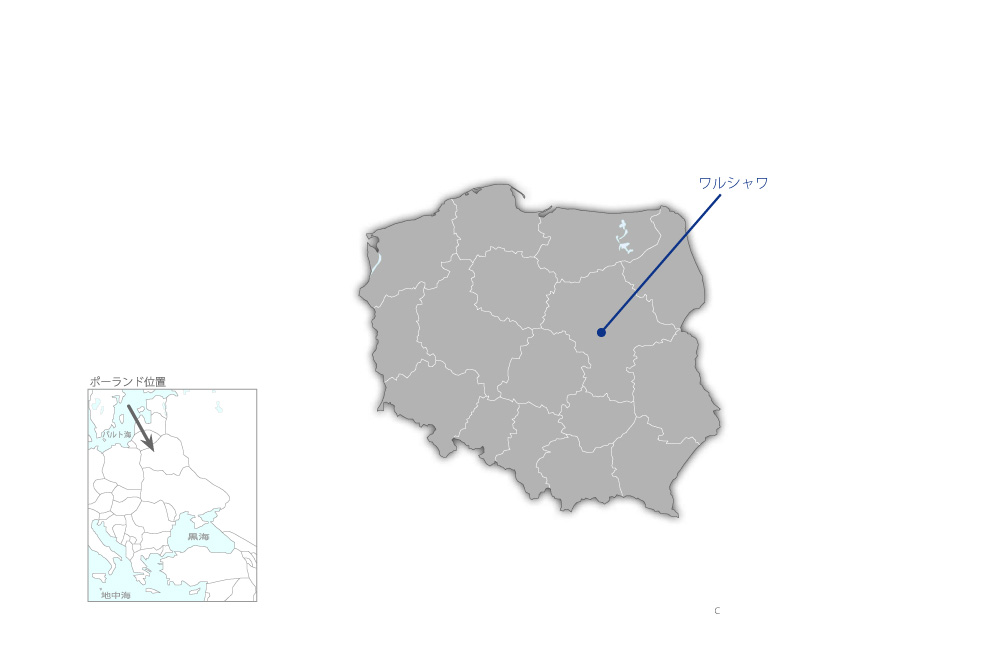ポーランド・日本省エネルギー技術センタープロジェクトの協力地域の地図