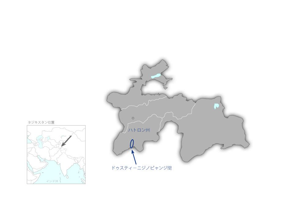 ドゥスティ-ニジノピャンジ間道路整備計画（第1期）の協力地域の地図