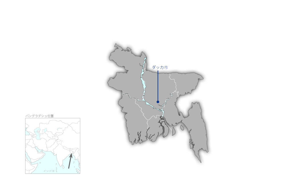 ダッカ市廃棄物管理能力強化プロジェクトの協力地域の地図