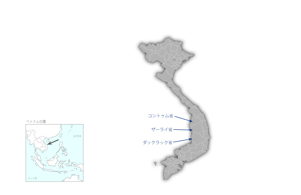 中部高原地域地下水開発計画の協力地域の地図
