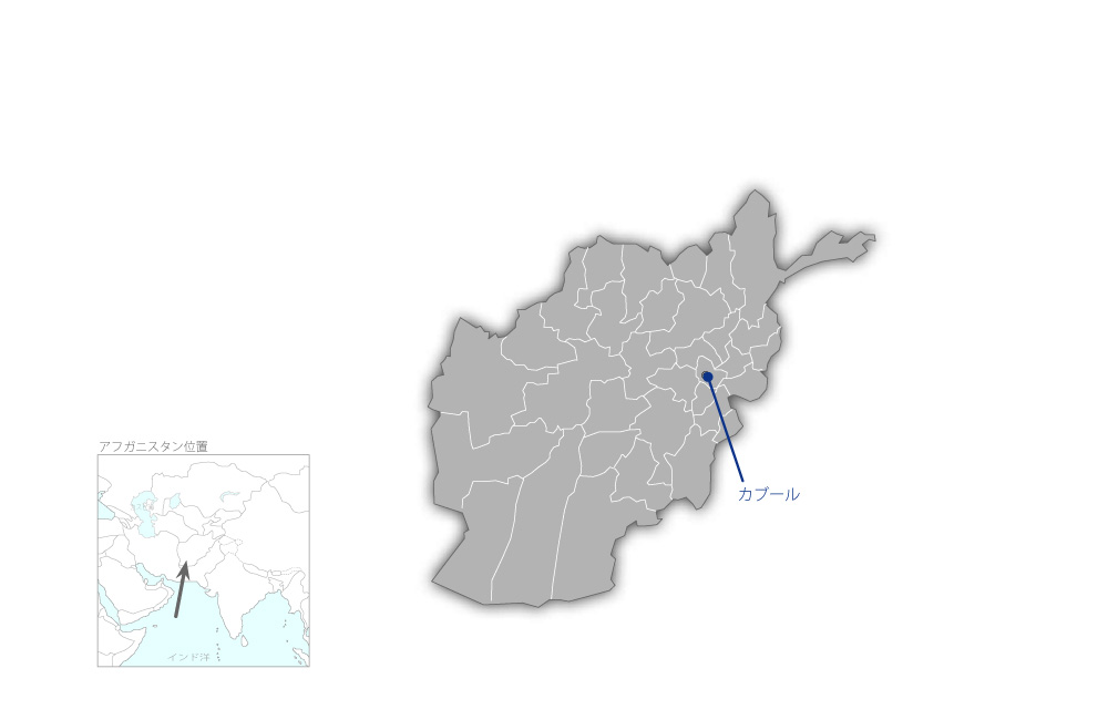 カブール首都圏開発計画調査の協力地域の地図