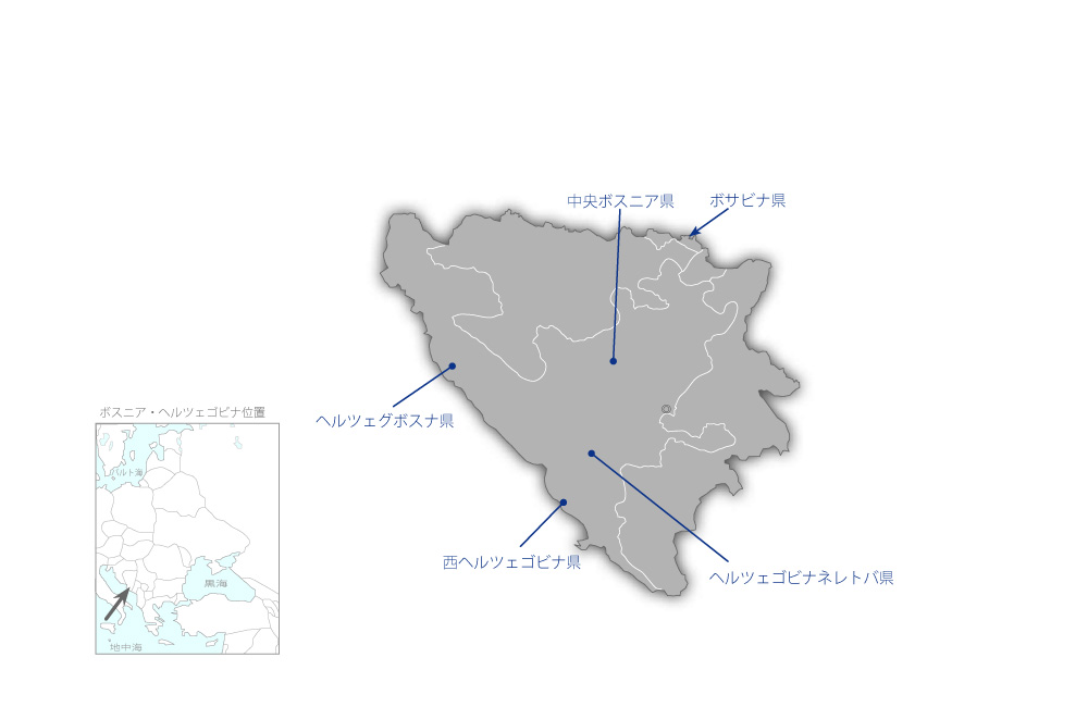 道路維持管理用機材整備計画の協力地域の地図