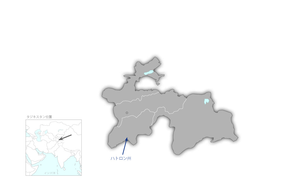クルガンチュベ-ドゥスティ間道路改修計画の協力地域の地図