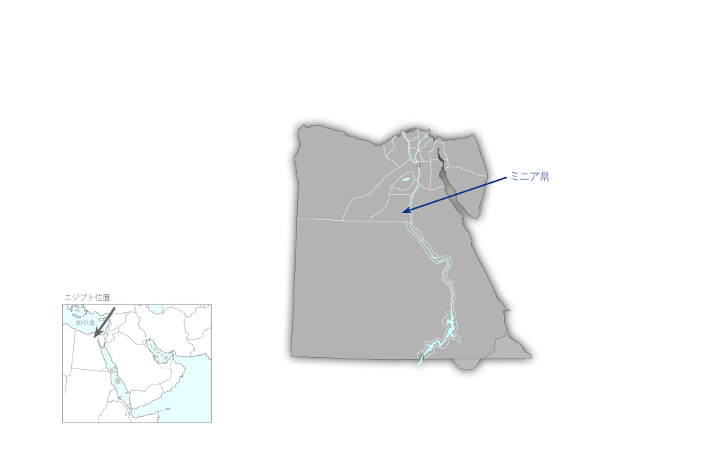 バハルヨセフ灌漑用水路ダハブ堰改修計画の協力地域の地図