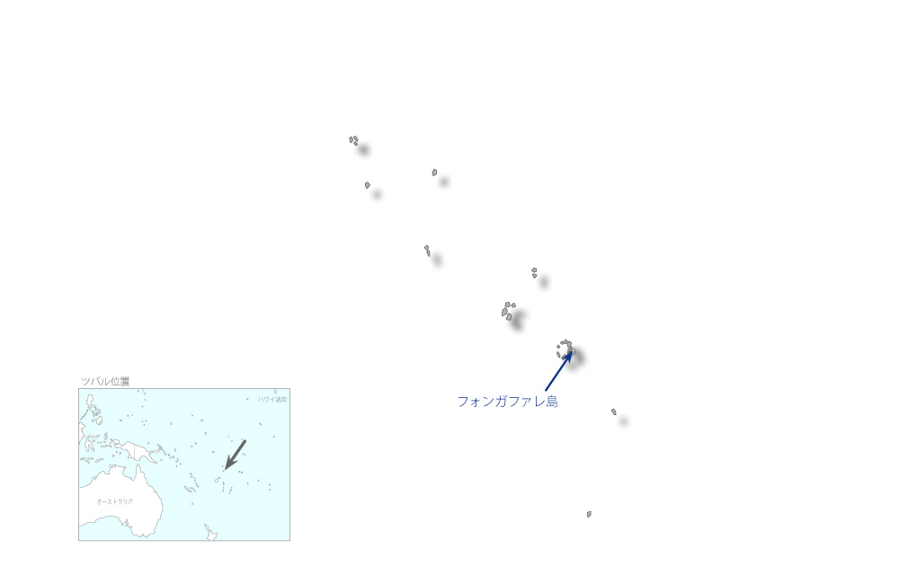 海面上昇に対するツバル国の生態工学的維持の協力地域の地図