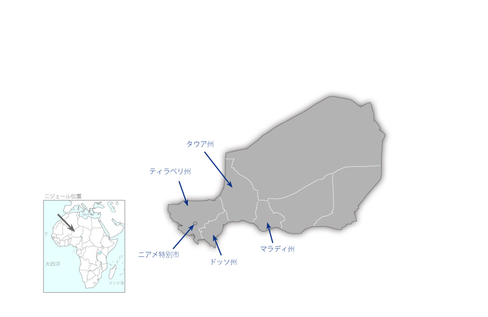 マラリア対策支援計画の協力地域の地図
