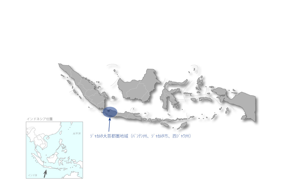 ジャカルタ大首都圏港湾物流改善計画策定プロジェクトの協力地域の地図
