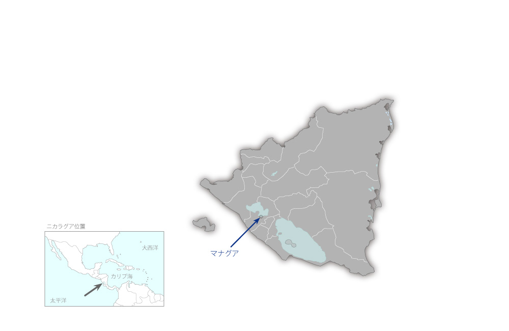 ニカラグア柔道連盟柔道器材整備計画の協力地域の地図
