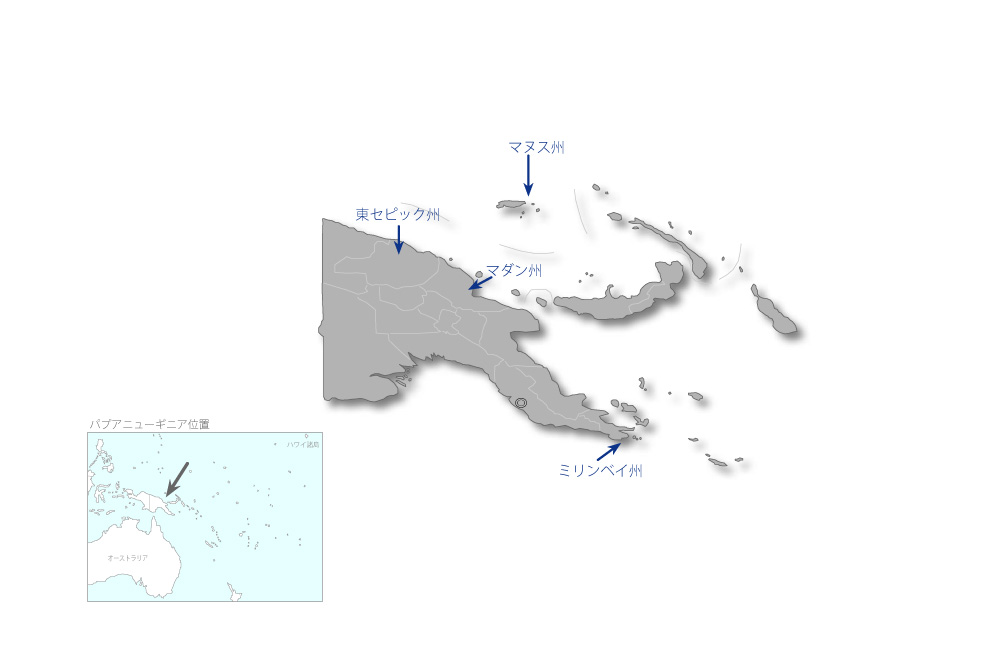 小規模稲作振興プロジェクト（フェーズ2）の協力地域の地図