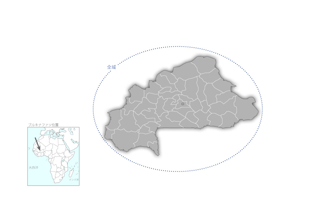 初等教育・理数科現職教員研修改善プロジェクト・フェーズ2（SMASEブルキナ2）の協力地域の地図