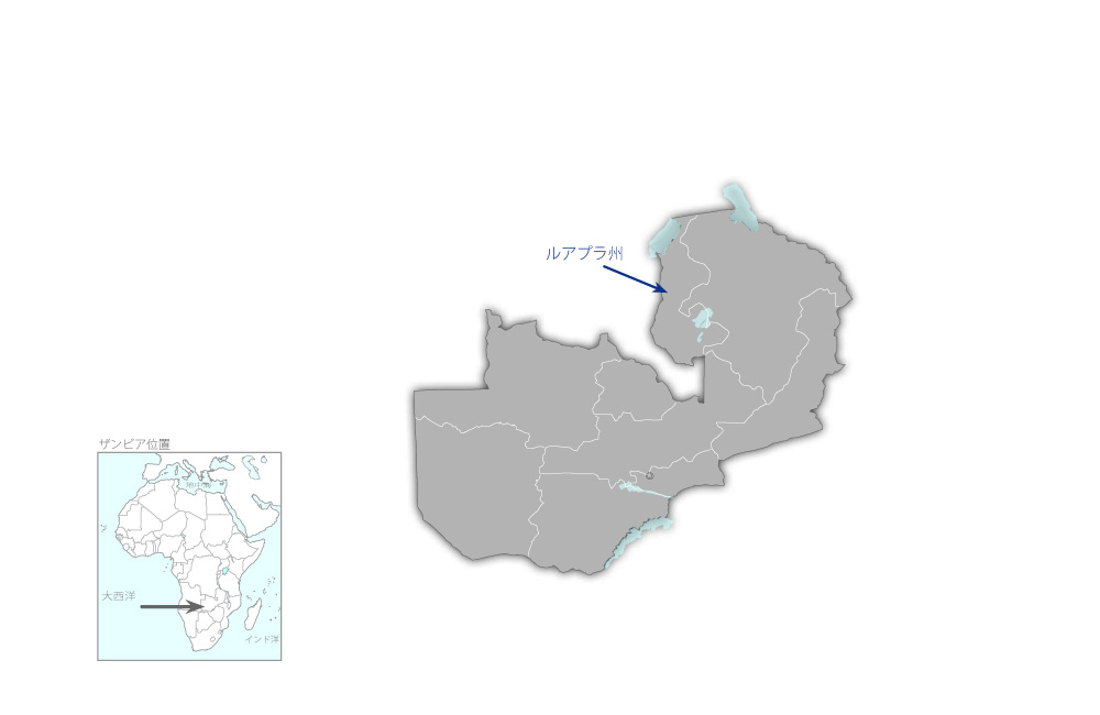 第二次ルアプラ州地下水開発計画の協力地域の地図