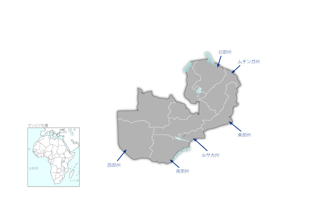 コメを中心とした作物多様化推進プロジェクトの協力地域の地図