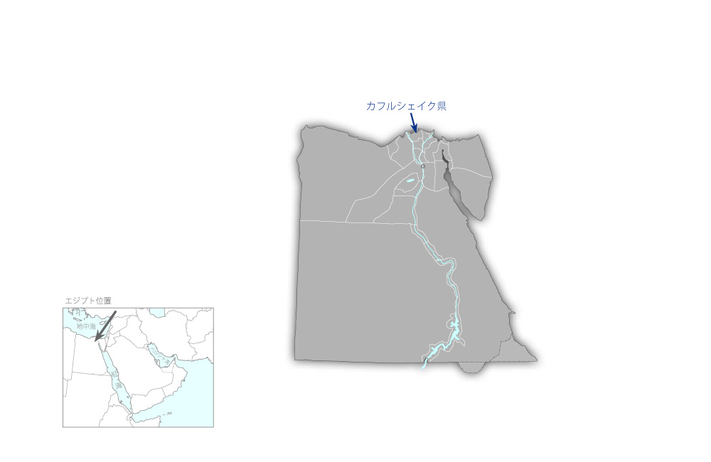 中央デルタ灌漑のための排水水質管理・再利用プロジェクトの協力地域の地図