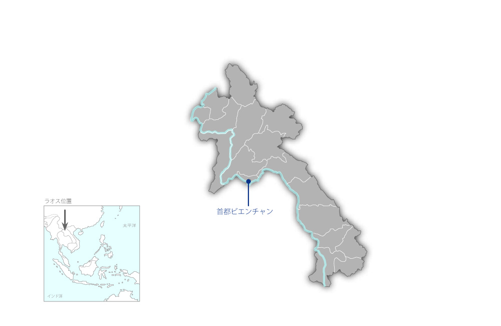 ビエンチャン国際空港拡張計画の協力地域の地図