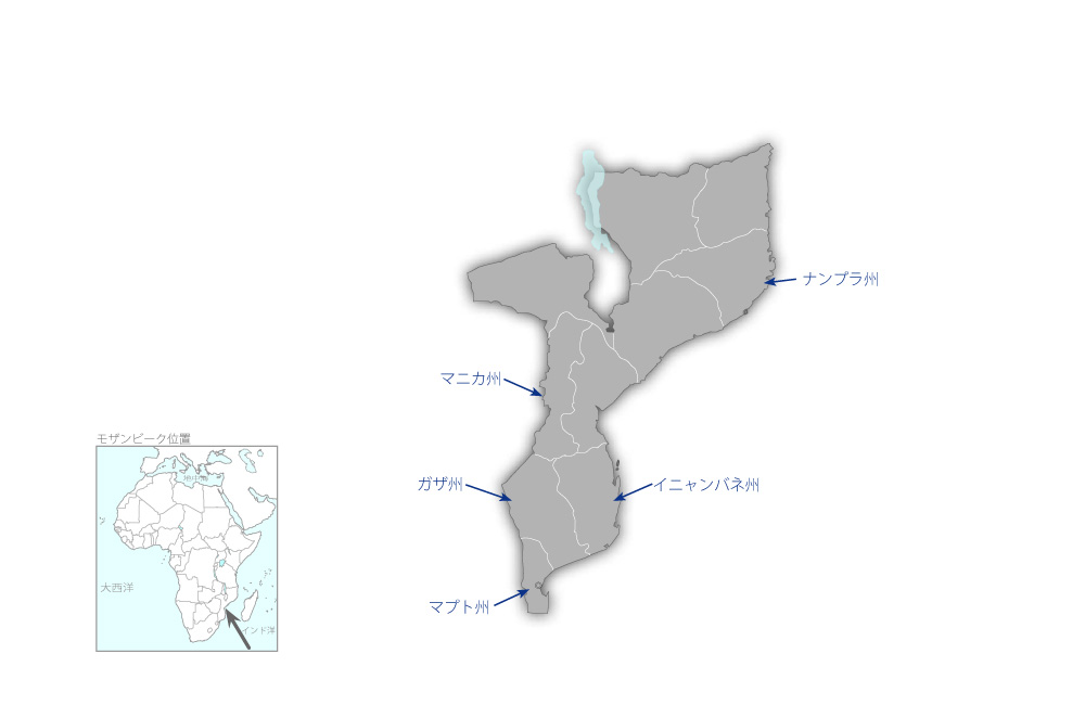 一村一品運動を通じた地域産業振興プロジェクトの協力地域の地図