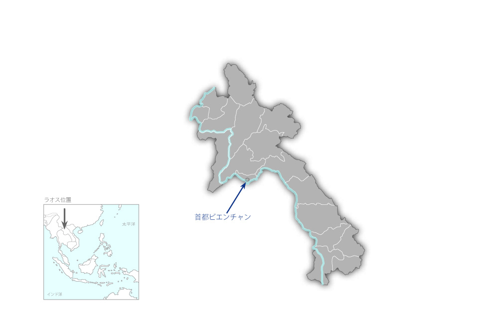 首都ビエンチャン都市水環境改善プロジェクトの協力地域の地図