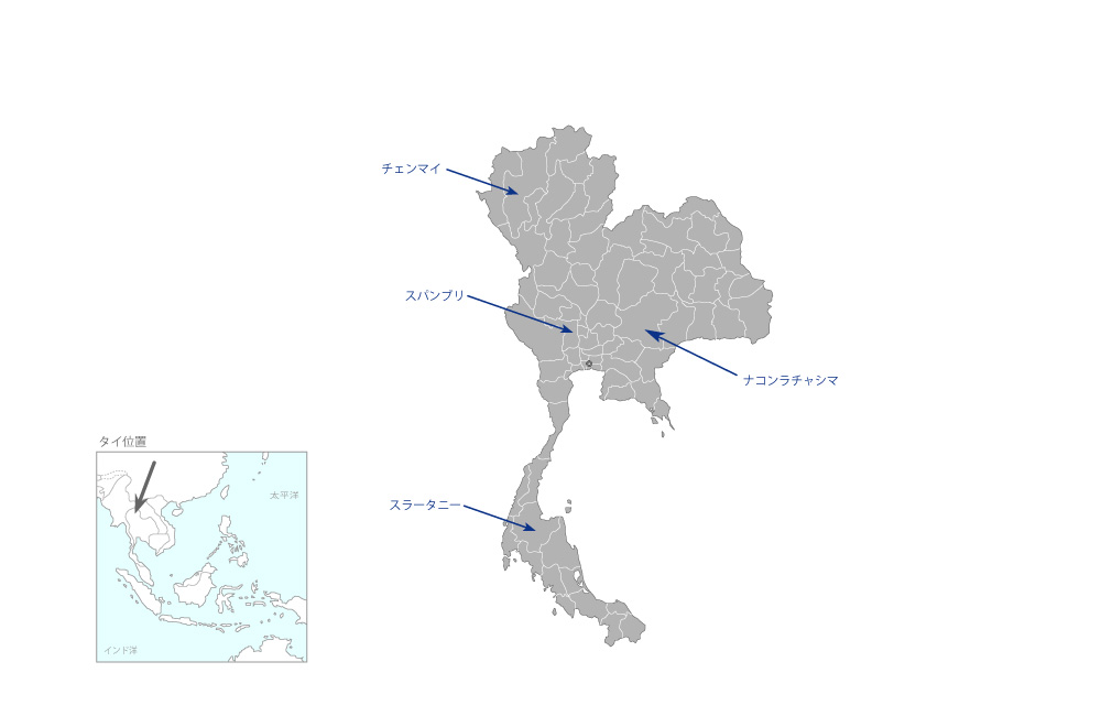 地方レベルの統合中小企業支援普及プロジェクトの協力地域の地図