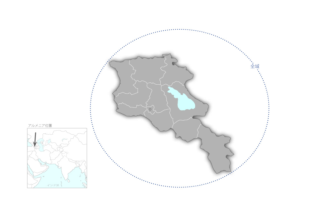 地方産品と地方ブランドの開発プロジェクトの協力地域の地図