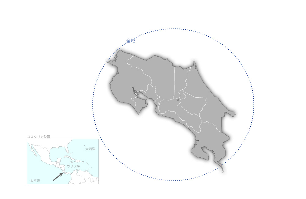 国営ラジオ・テレビ局放送機材整備計画の協力地域の地図
