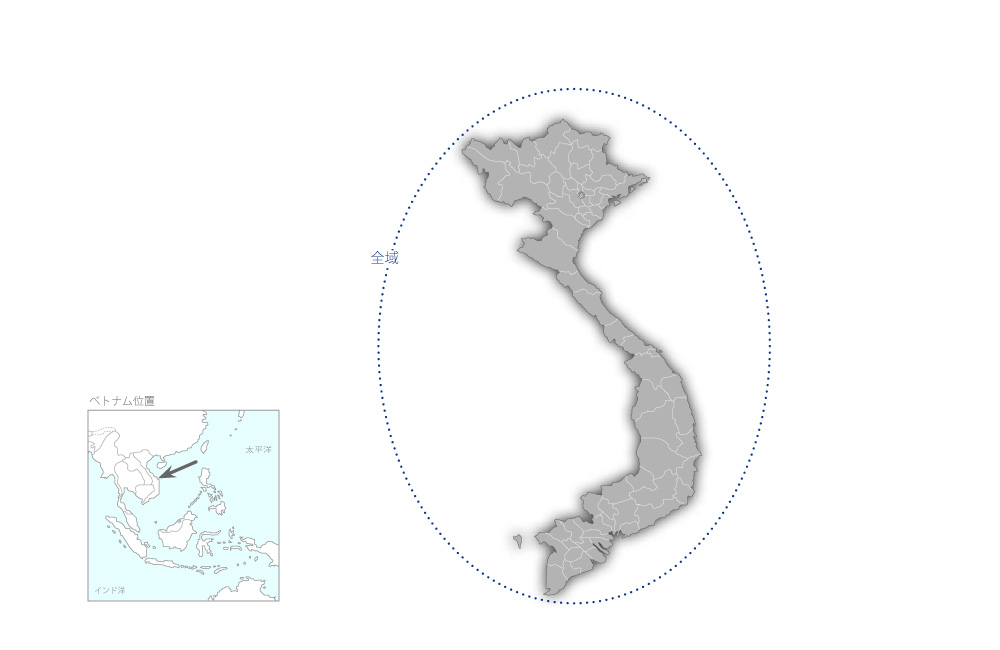 ベトナムテレビ番組ソフト整備計画の協力地域の地図