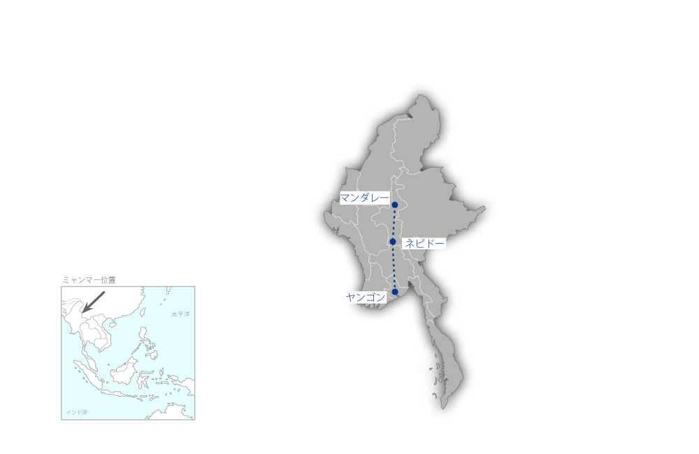 鉄道中央監視システム及び保安機材整備計画の協力地域の地図