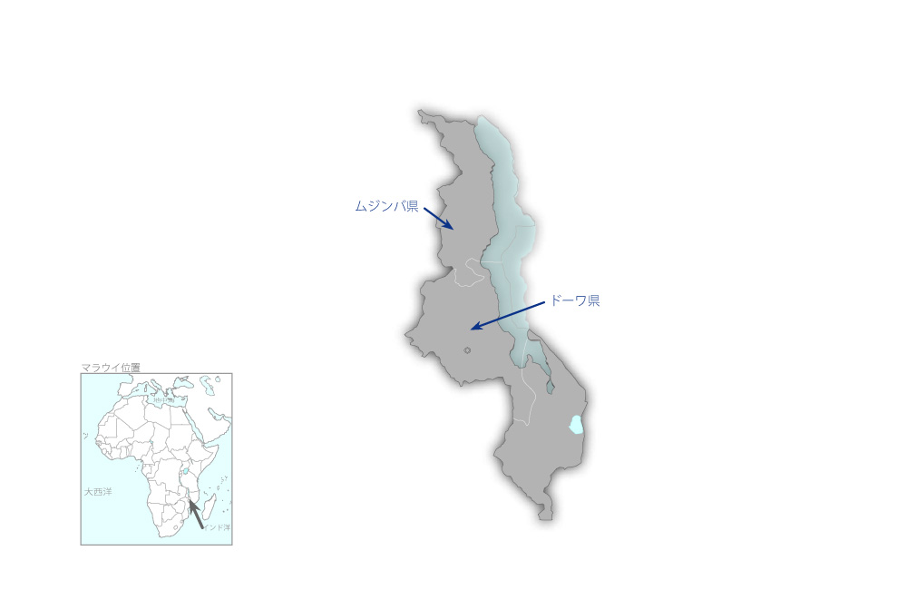 中規模灌漑開発維持管理能力強化プロジェクトの協力地域の地図
