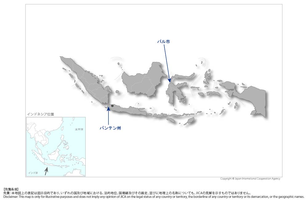 地震・津波観測及び情報発信能力向上プロジェクトの協力地域の地図