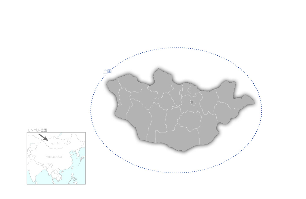 モンゴル地震防災能力向上プロジェクトの協力地域の地図