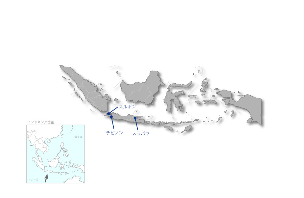 インドネシアの生物資源多様性を利用した抗マラリア・抗アメーバ新規薬剤リード化合物の探索プロジェクトの協力地域の地図