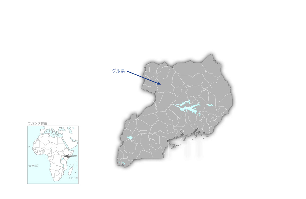 ウガンダ北部グル市内道路改修計画の協力地域の地図