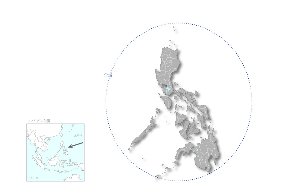 フィリピンにおける極端気象の監視・情報提供システムの開発の協力地域の地図