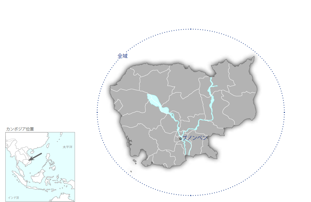 水道行政管理能力向上プロジェクトの協力地域の地図