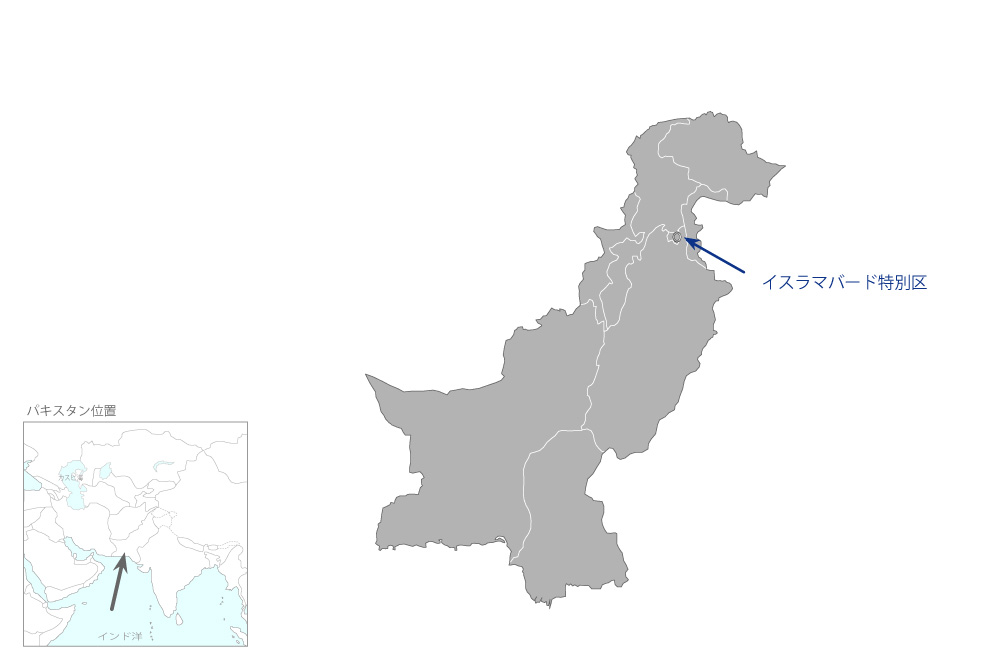 パキスタン医科学研究所における母子保健センター及び小児病院の集中治療拡充計画の協力地域の地図