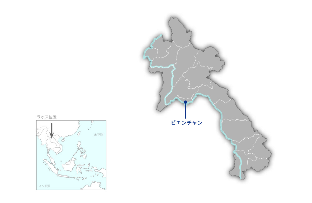 ラオス日本センタービジネス人材・ネットワーキング強化プロジェクトの協力地域の地図