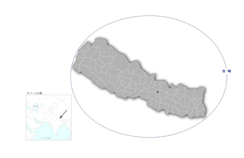 ネパール水道公社水道事業能力向上プロジェクトの協力地域の地図