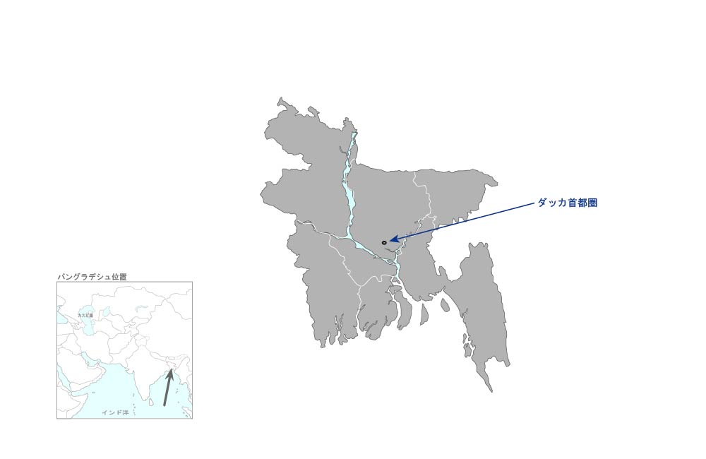 ダッカ交通安全プロジェクトの協力地域の地図