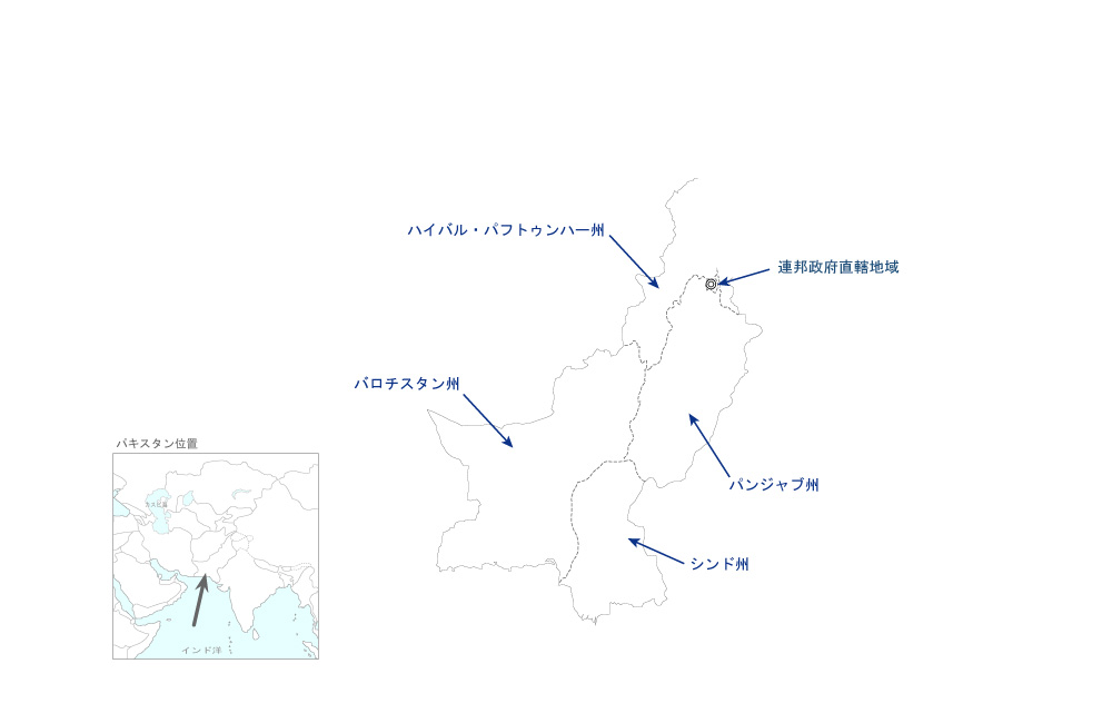 オルタナティブ教育推進プロジェクトフェーズ2の協力地域の地図